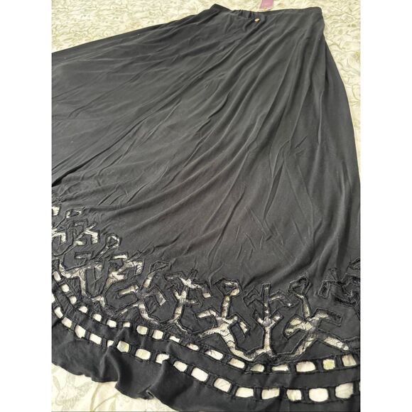 Amita Naithani Flowy Black Lace Cutout Skirt XS - Picture 6 of 7